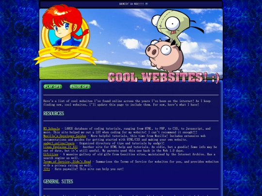 extras/cool-websites screenshot