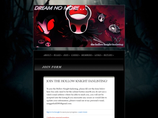 fanlisting/hollow-knight/join screenshot