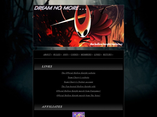 fanlisting/hollow-knight/links screenshot