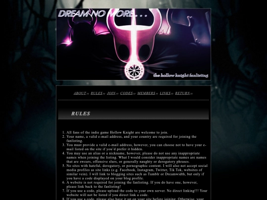 fanlisting/hollow-knight/rules screenshot
