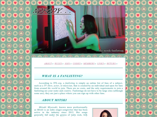 fanlisting/mitski/about screenshot