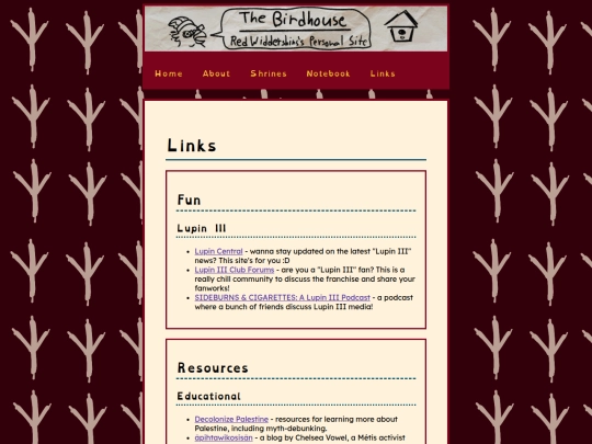 links screenshot
