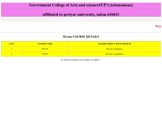 clg/M.com courses screenshot