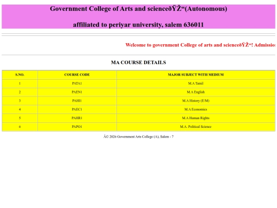 clg/MA courses screenshot
