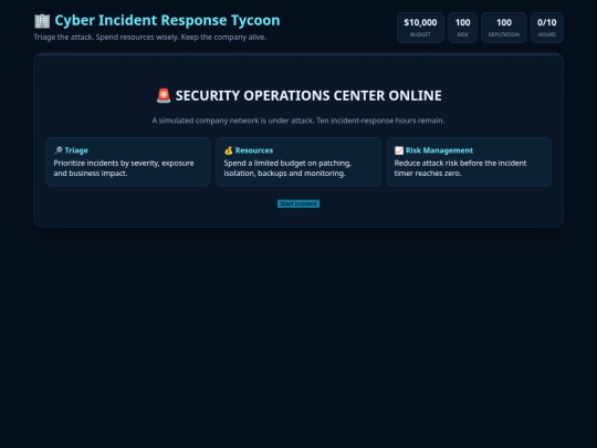 My_Projects/cyber_incident_response_tycoon screenshot