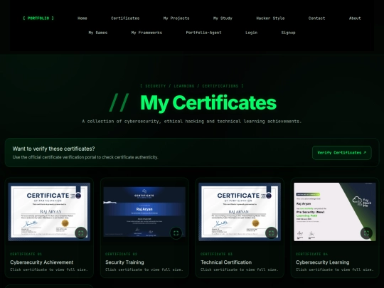 certificates screenshot
