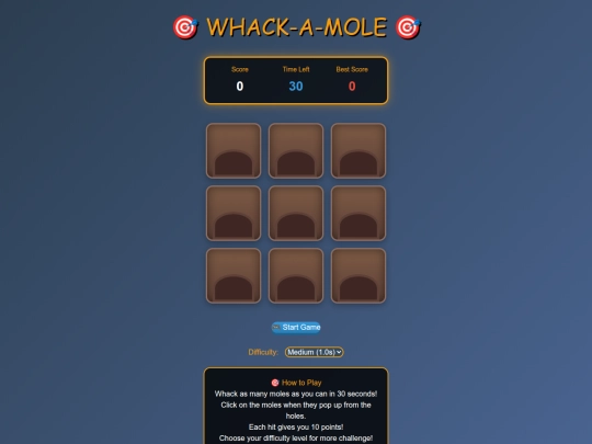 game/whack-a-mole game screenshot