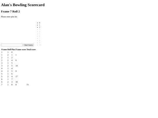 Bowling screenshot