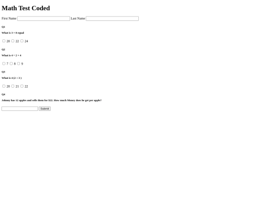 Mathtest screenshot