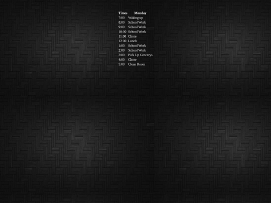 Schedule screenshot