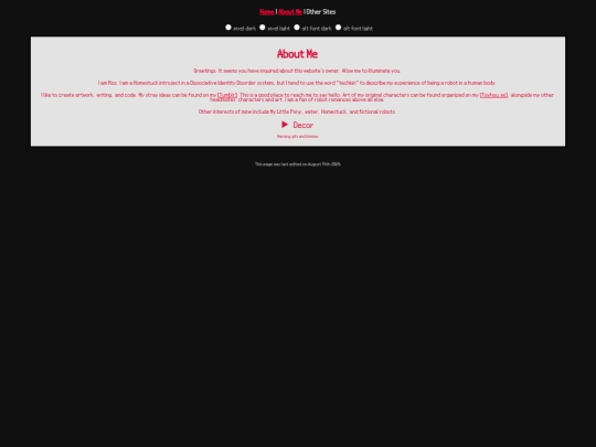 Roz/Pages/AboutMe screenshot