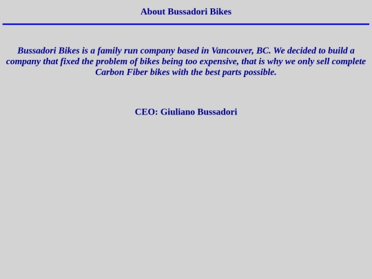 Bussadori Bike Website/AboutUs screenshot