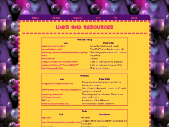links screenshot