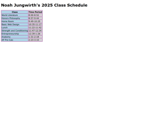 schedule screenshot