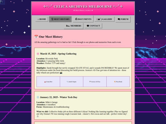 pages/meets screenshot