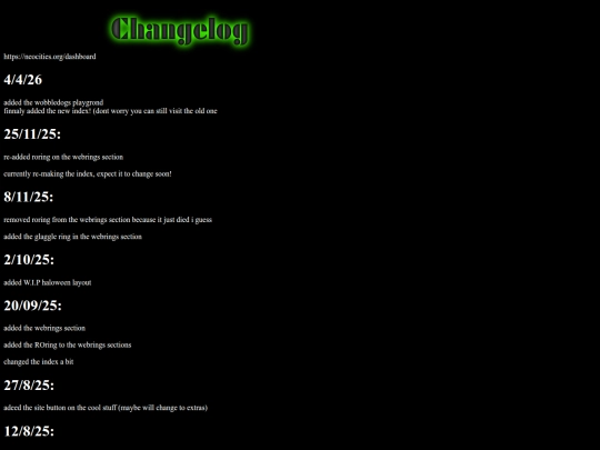 changelog screenshot