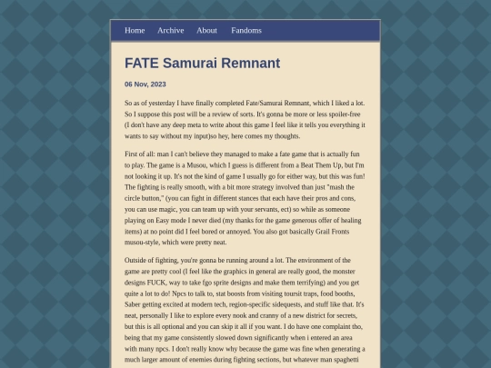 posts/2023-11-06-FATE-Samurai-Remnant screenshot