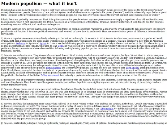 Ramblings/populism screenshot