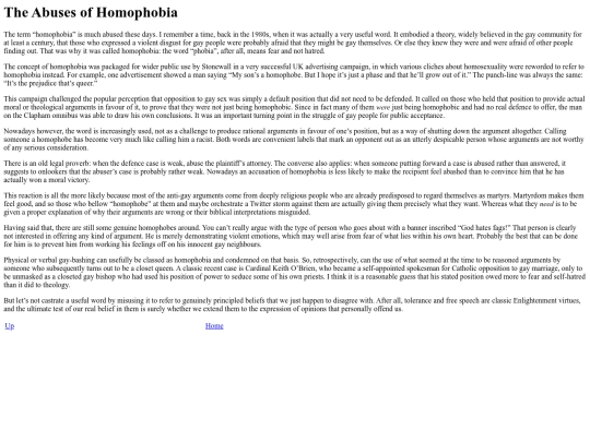 ramblings/homophobia screenshot