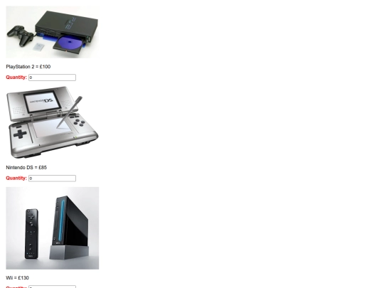 DIV Shopping Cart List screenshot