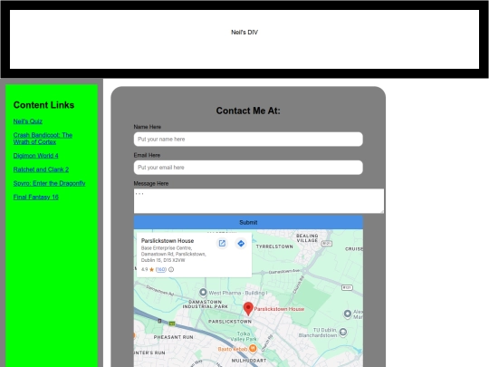 DIV Webpage screenshot