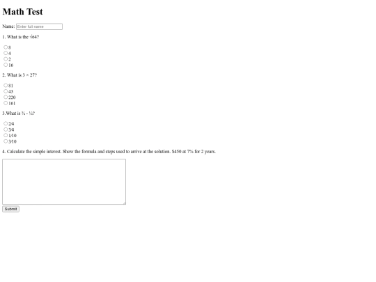 math-test screenshot