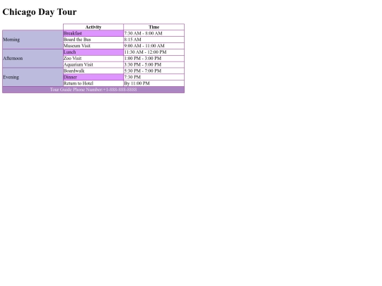 schedule screenshot