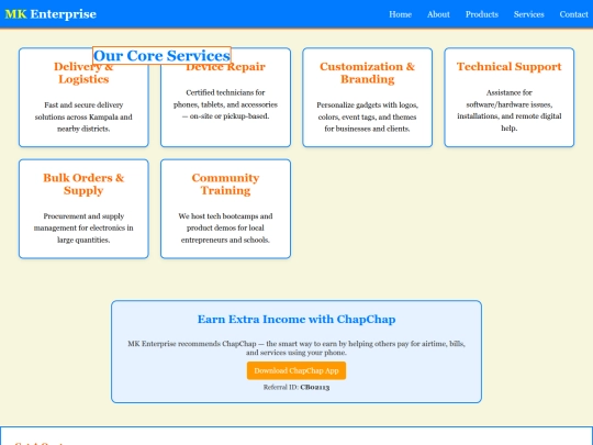 services screenshot