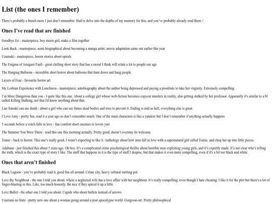 list screenshot