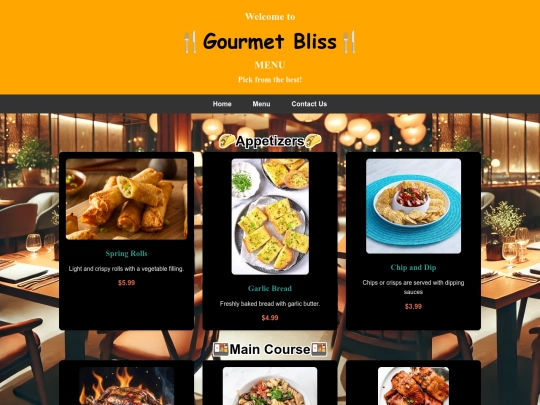 menu screenshot