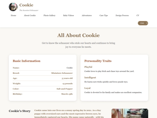 Cookie's world/pages/about screenshot