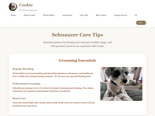 Cookie's world/pages/care-tips screenshot