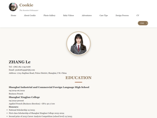 Cookie's world/pages/cv screenshot
