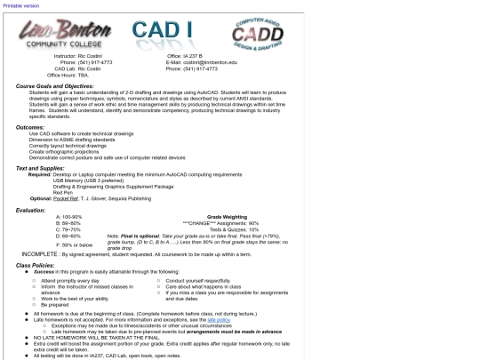 Syllabus/CAD1 screenshot