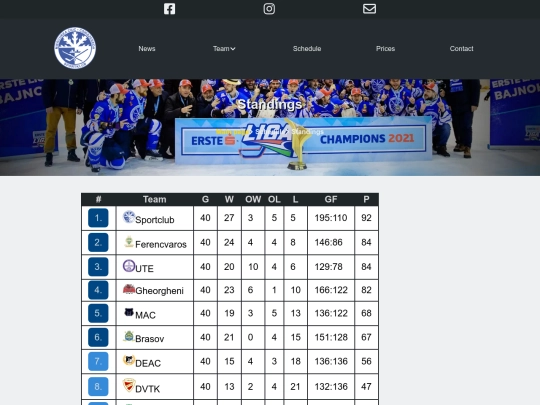 Schedule/Standings screenshot