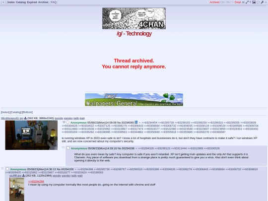 sites/(236) _g_ - Archived - is running windows XP in 2023 even safe to do_ I k - Technology - 4chan (5_23_2023 6_00_41 AM) screenshot