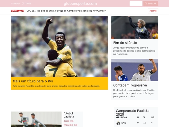 globoesportepágina screenshot