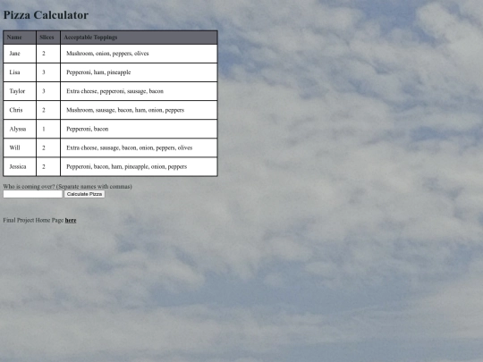 Kseniya/FinalProject/DinnerPlansAssignment screenshot