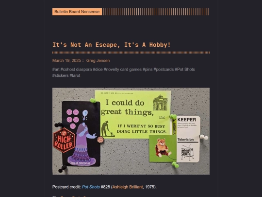 bulletin-board-nonsense/post/its-not-an-escape-its-a-hobby screenshot