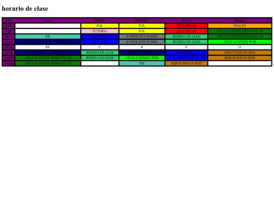 horario screenshot