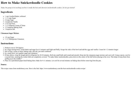 Snickerdoodlerecipie screenshot