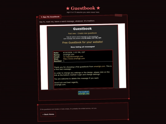 guestbook screenshot