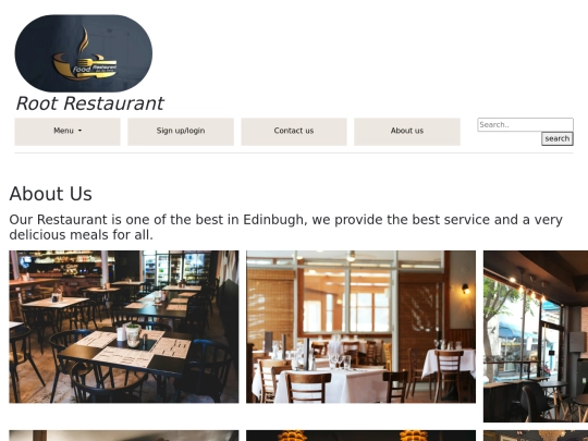 root restaurant/Root restaurant web/aboutUs screenshot