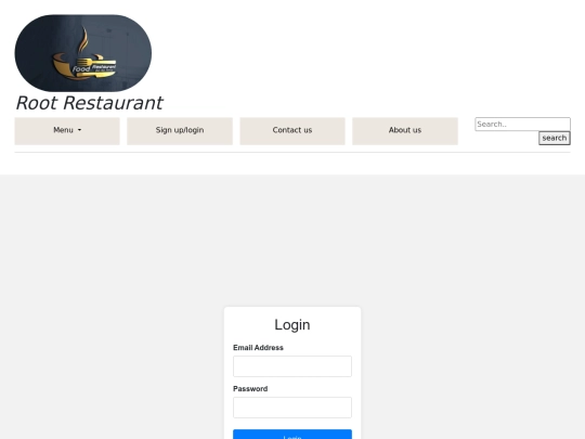 root restaurant/Root restaurant web/login screenshot