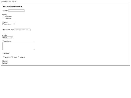 Formulario web basico screenshot