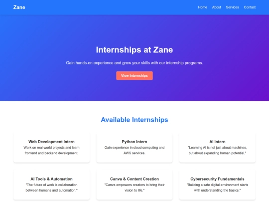 internships screenshot