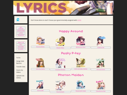 guides/characters screenshot