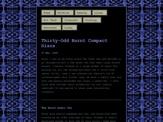 posts/2026-03-27-Thirty-Odd-Burnt-Compact-Discs screenshot