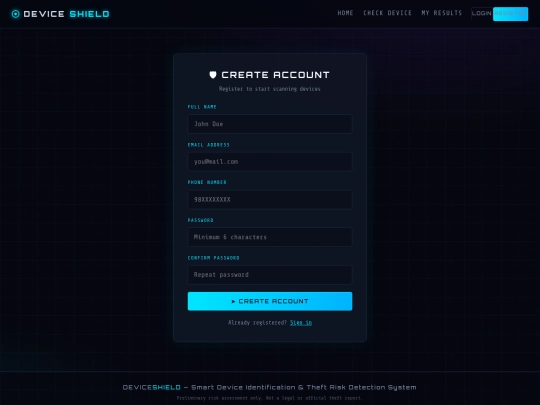 Thoufix/register screenshot
