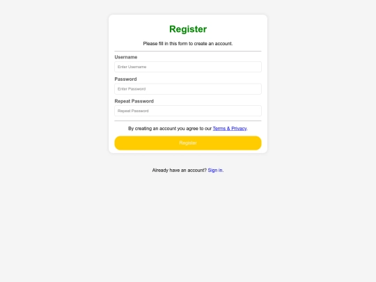 registration screenshot